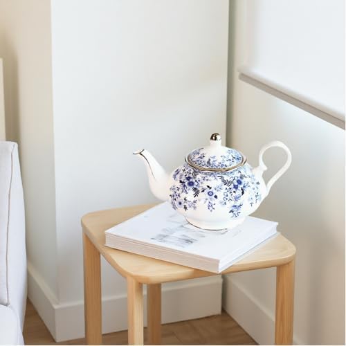 22oz Floral Ceramic Teapot (Suitable for 1 to 3 people) – Vintage Gold Rim Porcelain Tea Pot for Loose Leaf, Blooming Tea & Coffee, Elegant Teapot for Tea Party, Flower Design (China Flower) - Image 3