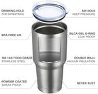 MEWAY 30oz Insulated Tumbler With Lids and Straws,Stainless Steel Double Vacuum Coffee Tumbler Cup, Brush, Durable Powder Coated Coffee Cup for Cold & Hot Drinks, Office, Travel(Silver,8 PACK) - Image 4