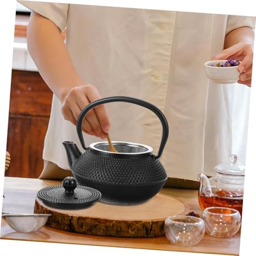 Black Vintage Cast Iron Teapot 0.3l Xmas for Home Tea Brewing - Image 3