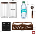gmisun Coffee Canister, 2 Pack 50 Fl oz Glass Canisters with Airtight Lids, Coffee Grounds Storage Container Jars with Scoop/Shelf/Labels, Sugar/Tea Storage Holder Containers for Cafe Bar/Station - Image 3