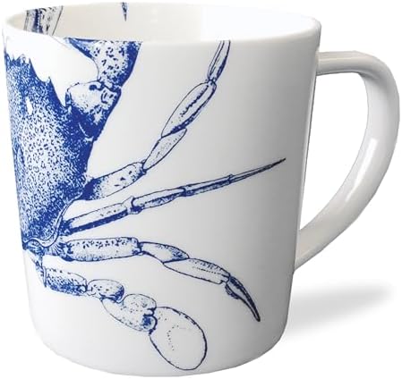 Caskata Crabs Blue Oversized Mugs Set of 4 | High-Design Premium Lead-Free Porcelain Mug Set for Entertaining or Everyday | Unique Party Mugs for Wedding or Birthdays | 14 oz by Caskata