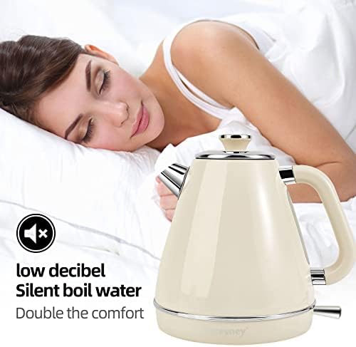 Electric Kettle, 1.7 Litre Retro Style, Kitchen Countertop Coffee Tea Hot Water Kettle, Double Wall 304 Stainless Steel BPA Free Boiler, Auto Shut-Off and Boil-Dry - Image 6