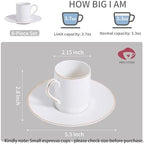 White Porcelain 8-Piece Espresso Cup Set - 3.3oz Demitasse Cups - Image 2