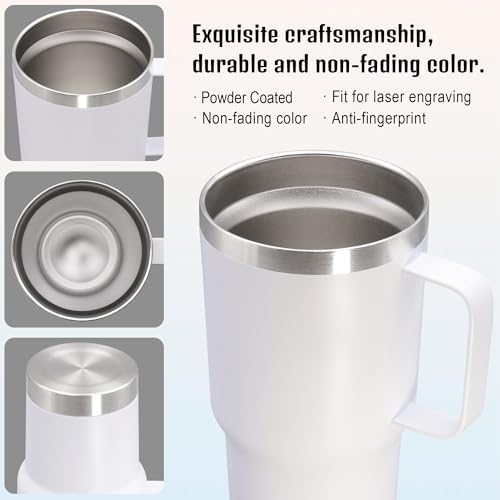 20 oz Tumbler with Handle and Lid Insulated Travel Coffee Mug White 12P - Image 5