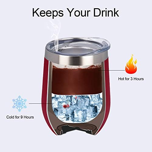 6 Pack Stainless Steel Wine Tumblers, 12Oz Insulated Wine Tumbler, Double Wall Insulated Wine Glass, Stainless Steel Stemless Wine Cups with Lids for Coffee, Wine, Cocktails, Champaign, Wine Red - Image 5