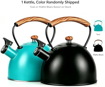 101oz/3.2 Quart Tea Kettle Stovetop, Black or Teal - Image 2