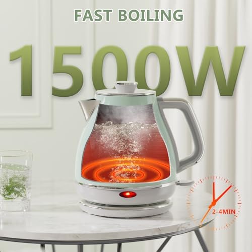Evoloop Electric Tea Kettle, 1500W /1.0L Hot Water Boiler Heater Pot, Retro Small Electric Kettle, 100% Stainless Steel BPA Free Electric Teapot, Auto Shut-Off & Boil-Dry Protection - Image 2