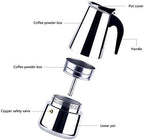 Stainless Steel Espresso Maker Stovetop Coffee Percolator Italian Coffee Maker Moka Pot (4 Cup - 200 ml, Silver) - Image 3