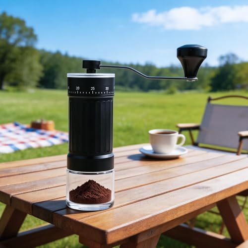 Mini Coffee Grinder Manual Ceramic Burr Mill with 40 Adjustable Settings 25G Bean Capacity for Camping RV Office - Image 2