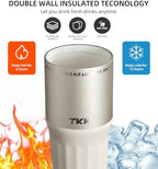 TKK 24 oz Ceramic Coated Tumbler with Straw Lid, 18/10 Stainless Steel Vacuum Leakproof Double Walled Car Cup with Handle & Tea Infuser& Dishwasher Safe, for Hot & Cold Drinks,Porcelain White - Image 6