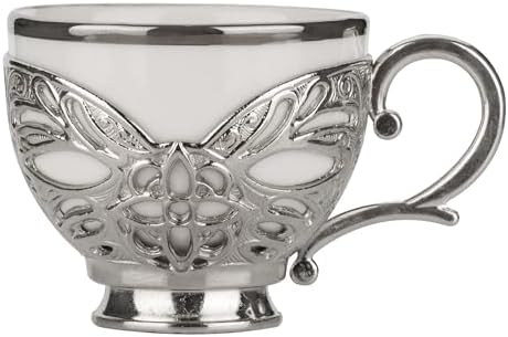 Alisveristime Busra Gold Rim Coffee Set with Coffee Pot, 2 Cups (Silver) - Image 5