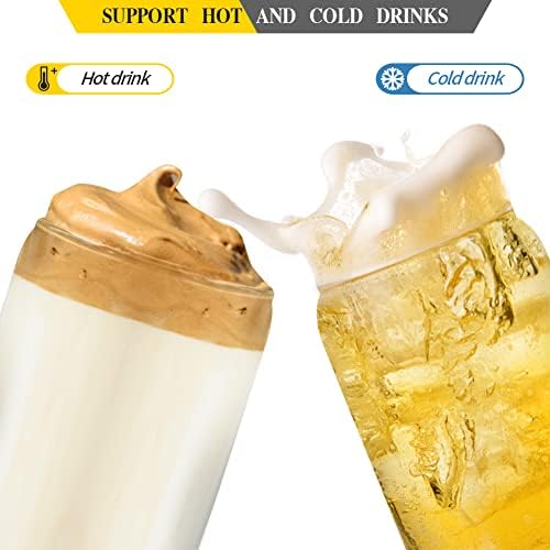YOUKE OLA 20 Pack Glass Cups with Bamboo Lids and Glass Straw 16oz Beer Can Shaped Drinking Glasses Cups, Glass Tumbler Reusable Cute Cups for Whiskey, Iced Coffee, Tea, Soda, Cocktail, Gift, Clear - Image 4