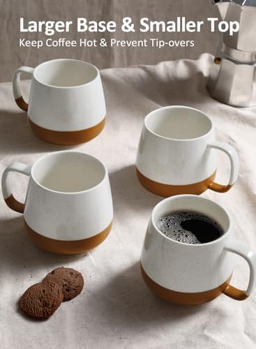 Teocera Ceramic Coffee Mug Set of 4-12 oz Coffee Mugs with Large Handles for Hot or Cold Drinks Like Latte, Cocoa, Tea or Juice - Smooth Ceramic, Dishwasher Safe, Beige - Image 4