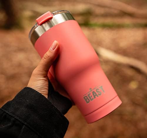 Beast 40 oz Tumbler Stainless Steel Vacuum Insulated Coffee Ice Cup Double Wall Travel Flask (Coral Pink) - Image 3
