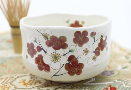 Japanese Traditional Mino Ware Handcrafted Mini Matcha Chawan Tea Bowl Cup Set With Chasen Bamboo Tea Whisk Ceremony Tableware Pottery (Kohiki Ume) - Image 6