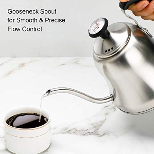 Gooseneck Kettle Bundle: Brushed Silver Stovetop Kettle and Brushed Silver Stovetop Kettle with Thermometer - Image 5