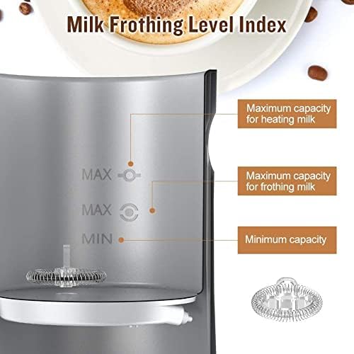 Milk Frother and Warmer, 4 in 1 Electric Foam Maker Stainless Steel Milk Steamer with Hot & Cold Milk Automatic Milk Warmer for Coffee, Latte, Hot Chocolates, Cappuccino (White) - Image 6