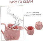 1 Set Ceramic Milk Jug Sugar Bowl White Utensils Set Coffee Syrup Set Coffee Dripper Set Ceramic Sugar Jar Candy Canister Tea Mug with Lid Coffee Pot Sugar Pot with Lid Ceramics Jars (Pink 12X7.5CM) - Image 2