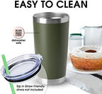 HASLE OUTFITTERS 20oz Tumblers Bulk Stainless Steel Cup with Lid Double Wall Vacuum Insulated Coffee Mug for Cold & Hot Drinks 8 Pack, Army Green - Image 3