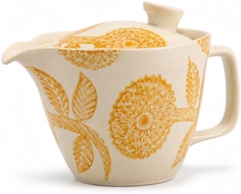 Hasami Ware Dahlia Teapot with Stainless Infuser, 13 fl oz (Yellow) by COTONOHA