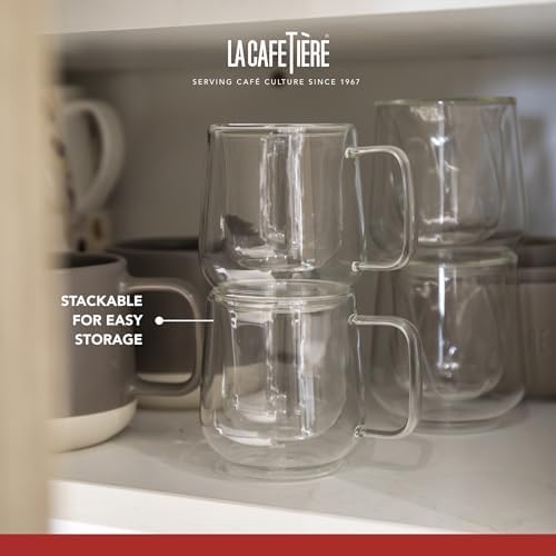 La Cafetière 2pc Siena Double-Walled Espresso Glasses Set, 1ml Insulated Coffee Cups with Handle for Barista Espresso, Stackable and Lightweight - Image 7