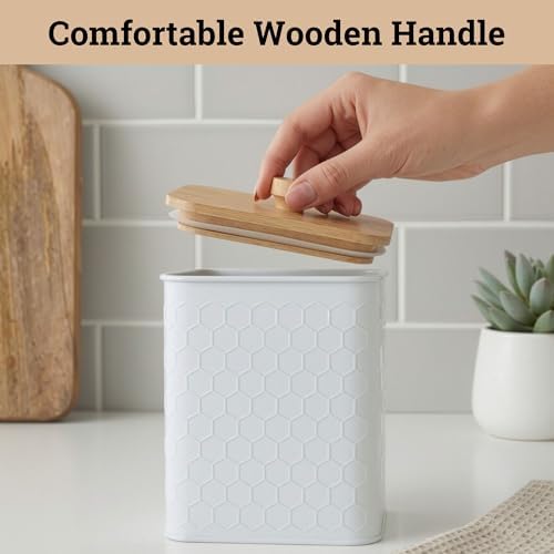 Kitchen Canisters for Countertop Set of 4 w/Airtight Easy Open Bamboo Lids - Image 4