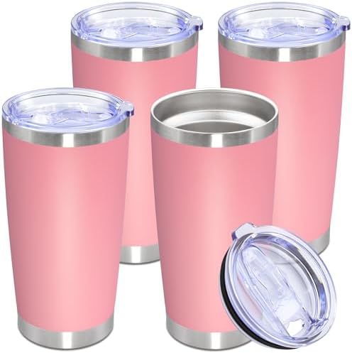 20oz Tumbler Stainless Steel Tumbler Coffee Tumbler with Lid Pink, 4P by AUWBON