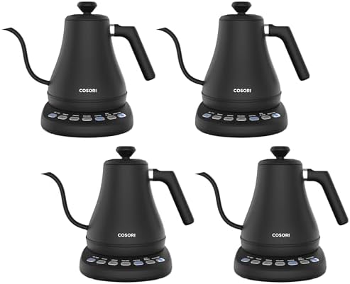 COSORI Electric Gooseneck Kettle with 5 Temperature Control Presets,Pour Over Kettle for Coffee & Tea,Hot Water Boiler,100% Stainless Steel Inner Lid & Bottom,1200W/0.8L,(Pack of 4) by Cosori