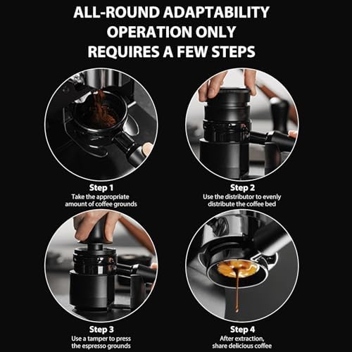 Coffee Distributor Tool Gravity Adaptive Height Professional Hand Tampers High Speed Rotation (53.5mmT7020) - Image 2