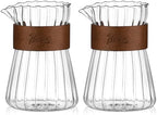 Small Glass Coffee Server Set of 2 - Manual Pour Over Coffee Maker 16oz, Borosilicate Glass Coffee Carafe with Heat-Resistant Wood Ring,2 Pack by Bincoo