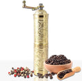 Handmade Turkish Pepper & Coffee Grinder, Refillable Turkish Spice Mill with Adjustable Coarseness, Manual Coffee Mill with Handle, Coffee Grinder Metal with Hand Crank 22 cm-8.66 inch (Yellow) by Glios