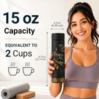 Farasi Tea Infuser for Loose Leaf Tea Smart Water Bottle with Fahrenheit Temperature Display, Stainless Steel Insulated Coffee and Fruit Tea Infuser Bottle - Floral Travel Tea Mugs 15 oz (Black) - Image 4