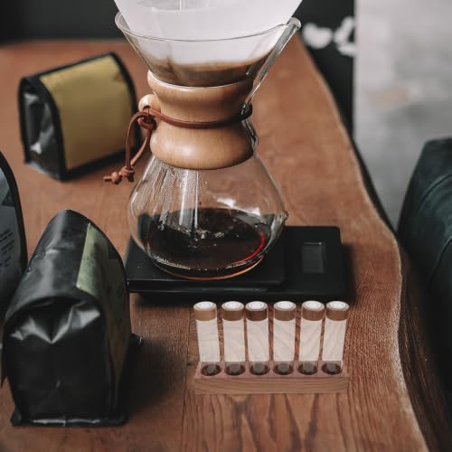 Luxshiny Glass Coffee Bean Cellars with Walnut Stand, Airtight Valve Lids - Image 5