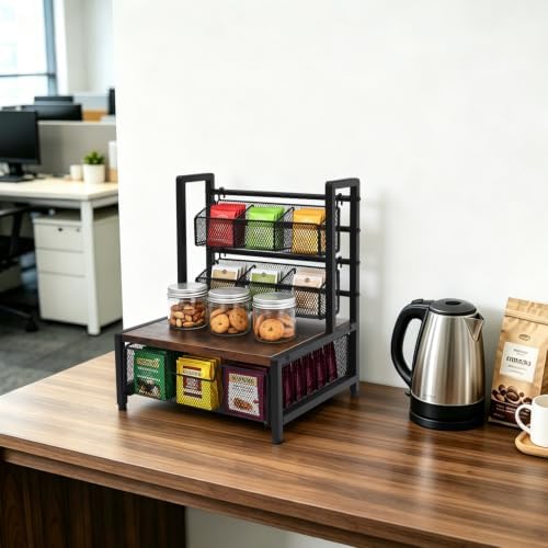 Tea Bag Organizer with Drawer, 3-Tier Coffee Pod Holder for Countertop - Image 4