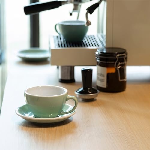 Loveramics Coffee Cup Ceramic, 10 oz Latte Art Cup with Saucer for Cappuccino, Tea, Espresso, Thick - walled stoneware Cappuccino mug Set for Cafe and Barista - Potters Colours (Basil, 10OZ) - Image 3