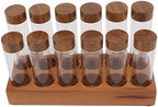 Coffee Bean Storage Tubes with Walnut Wood Stand – Glass Cellar Display for Kitchen & Café (2 Rows 12 Holes) - Image 3