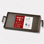 Made in USA Carbon Steel Griddle with Grill Press – 2-Burner Stovetop Griddle, Professional-Grade Cookware, Induction Compatible - Image 3