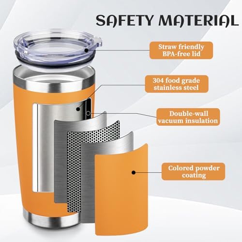 StarSpeed 6 Pack 20oz Stainless Steel Travel Coffee Tumbler,Orange - Image 4
