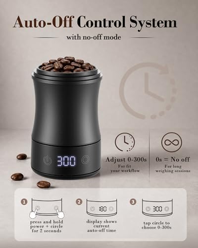 Digital Coffee Scale with Timer, 2-in-1 Espresso Scale & Coffee Dosing Cup, Magnetic Design Fits 54mm & 58mm Portafilter, Rechargeable, Max 500g/0.1g Precision, Auto-Off Setting, Black - Image 4