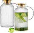 Buaic 2 PACK Glass Pitcher with Lid, 100 oz/ 3L Glass Water Pitcher by Buaic