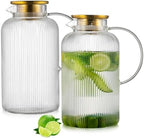 Buaic 2 PACK Glass Pitcher with Lid, 100 oz/ 3L Glass Water Pitcher by Buaic