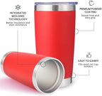 Volhoply 20oz Stainless Steel Tumbler with Lid and Straw Bulk 8 Pack,Double Wall Insulated Travel Iced Coffee Mug Fits Cup Holder,Powder Coated Cups for Hot/Cold Drinks,Christmas Gifts（Red,8 Set） - Image 4