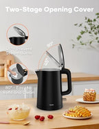 Small Electric Kettle, 0.8L Water Boiler & Heater, 1000W Hot Tea Pot, Double Wall Stainless Steel Cool Touch, Mini Coffee Kettle with Auto Shut Off & Boil Dry Protection, BPA-Free, Black - Image 7