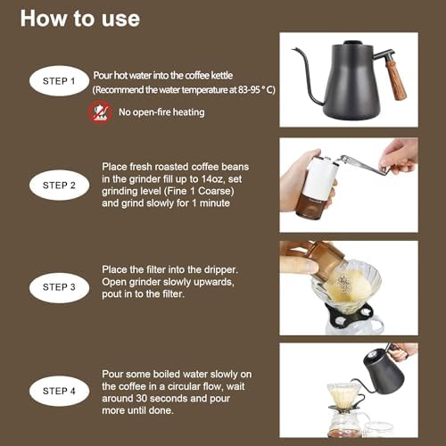 SOTECH Pour Over Coffee Maker Set Coffee Kettle Scale Ceramic Server Ceramic Dripping Cup Bean Grinder Filter Paper Ceramic Cup ALL in 1 Portable Metal Box for Traveling - Image 4