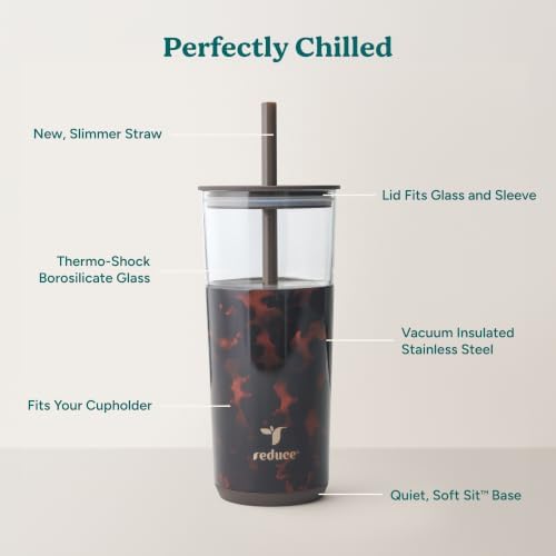 REDUCE Aspen - 20oz Vacuum Insulated Glass Tumbler - Extra Wide Straw & Lid - Image 3