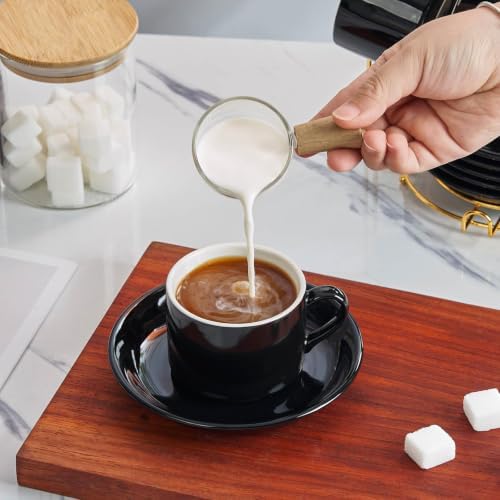 YOLIFE 4 OZ Porcelain Espresso Cups Set with Saucers and Foldable Stand - Image 5