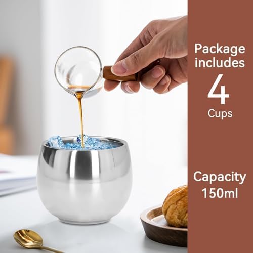 4Pcs Stainless Steel Coffee Cup, Camping Cup Coffee Mugs Tea Cups Double Walled Insulated Coffee Mug Reusable Metal Espresso Cup Mug Tea Cups - Image 6