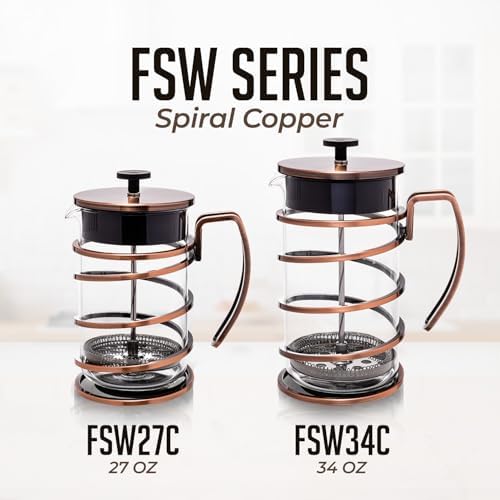 OVENTE French Press Coffee Maker 34oz with 4 Filters System, Copper FSW34C - Image 5