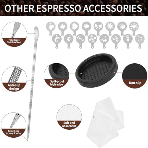 58.5mm,Espresso Accessories Kit, 24PCS Coffee Tamper Set ， Barista Kit, WDT Tool,stainlesss Frothing Pitcher, Stirrer, Tamper Mat, Latte Art Pen ， Coffee puck screen - Image 7
