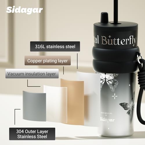 SDGA+ 24 oz Stainless Steel Tumbler with Lid and Straw, Insulated Water Bottle Leak Proof for Hot and Cold, Portable Travel Coffee Mug, Reusable Coffee Cup for Women, Butterfly - Image 7